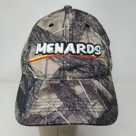 Menard's Men's Camo Strapback Hat Brown Green Adjustable Embroidered Logo #27 - Picture 3 of 11